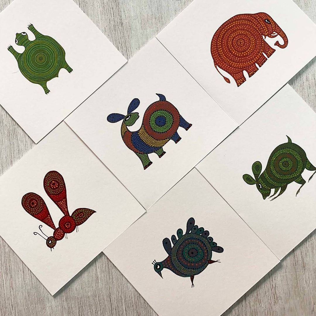 Indian Art Inspired Notecards & Envelopes - Bhil Print - Set of 6