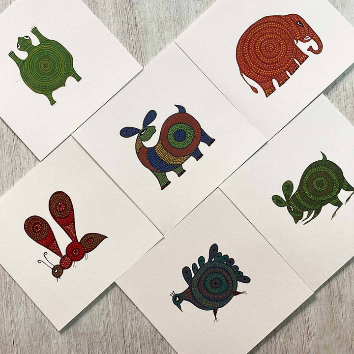 Indian Art Inspired Notecards & Envelopes - Bhil Print - Set of 6