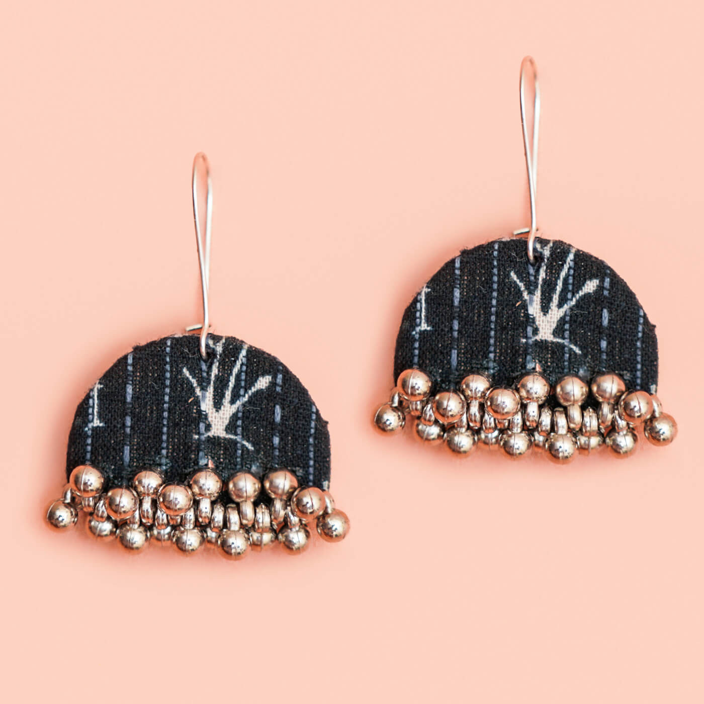 Buy Handcrafted Fabric Jhumka Ghungroo Earrings Set of 2 Online