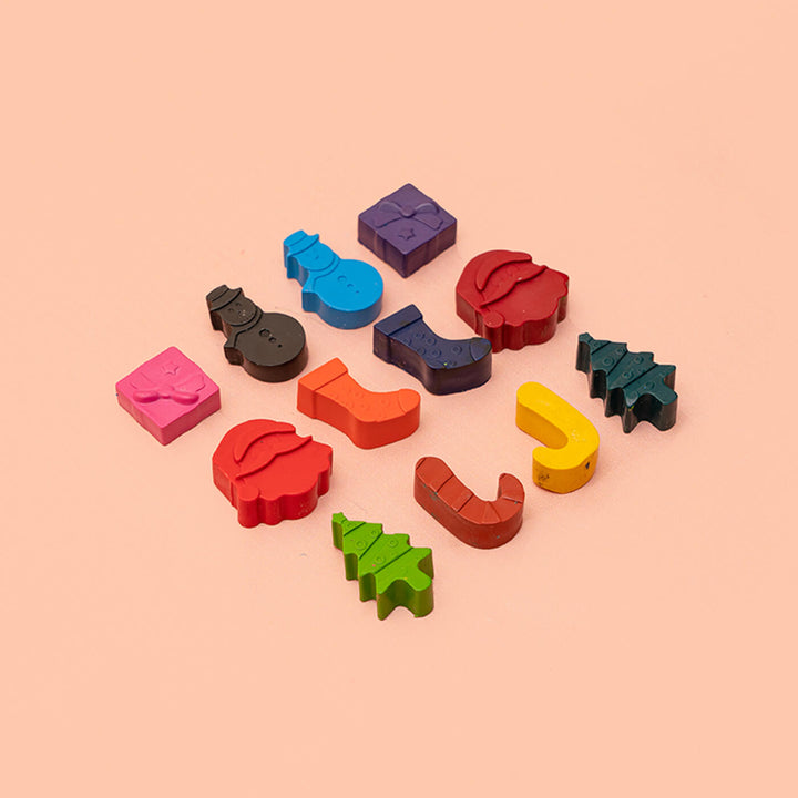 Christmas-Themed Wax Crayons for Kids - Set of 12