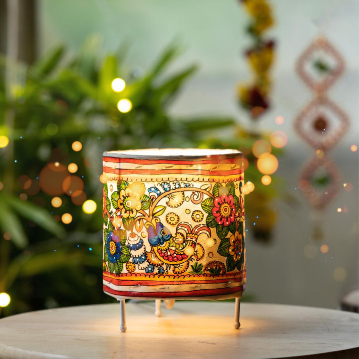 Hand Painted Tholu Bommalata Small Tabletop Lamp | 5 inches