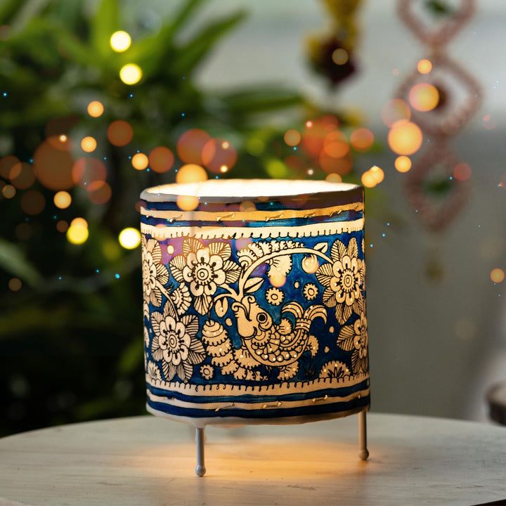 Hand Painted Tholu Bommalata Small Tabletop Lamp | 5 inches