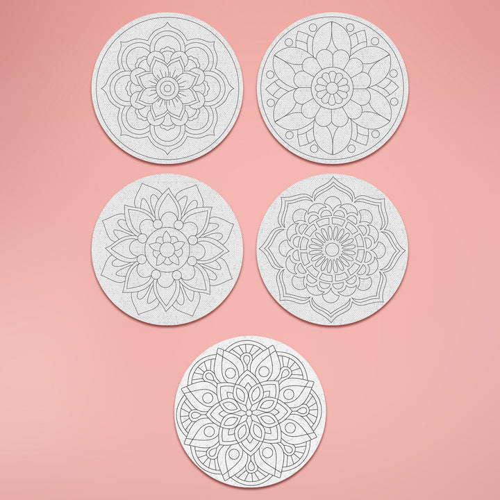 Trial Pack - Floral Mandala Premarked Canvas Bases - Set of 5