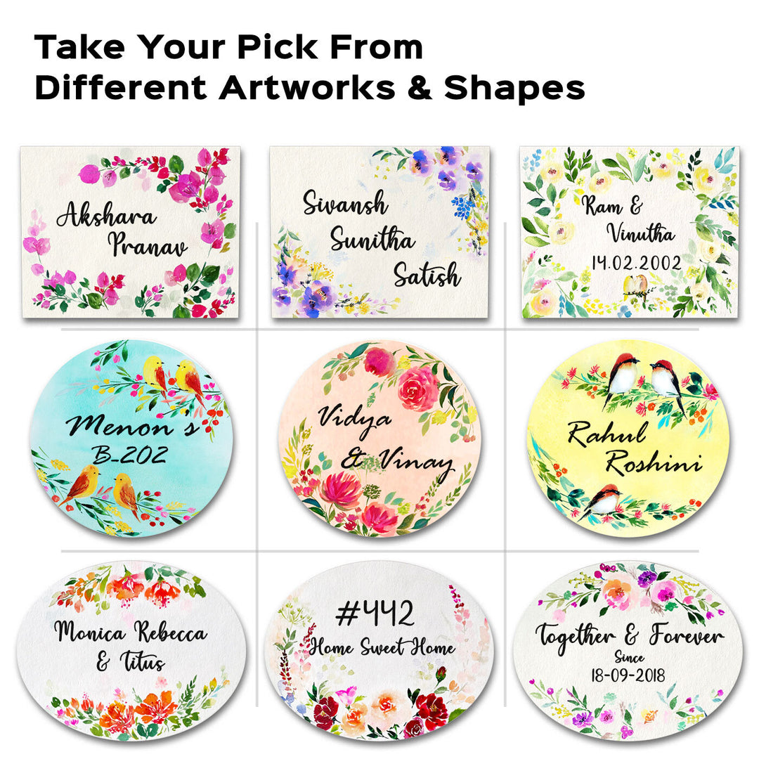 Round Hand-painted Floral Nameboard