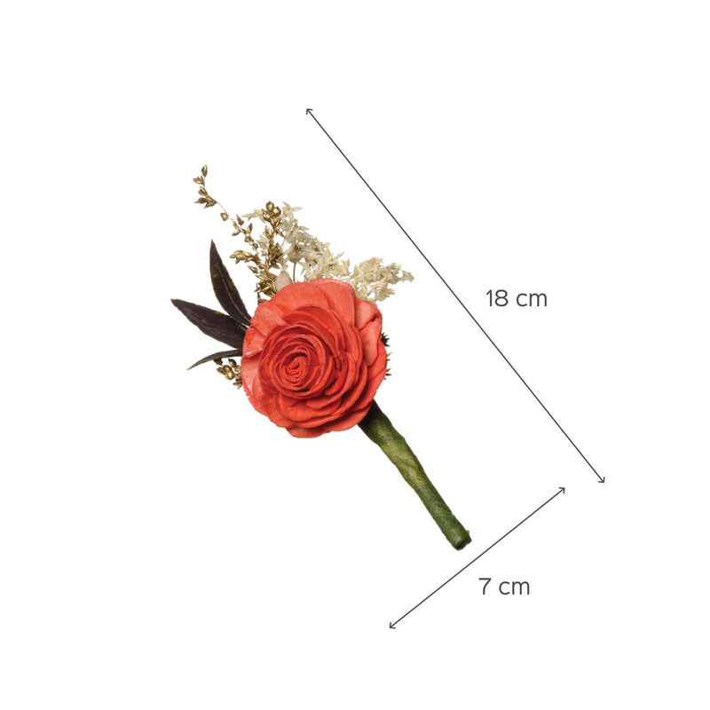 Coral Red Boutonniere