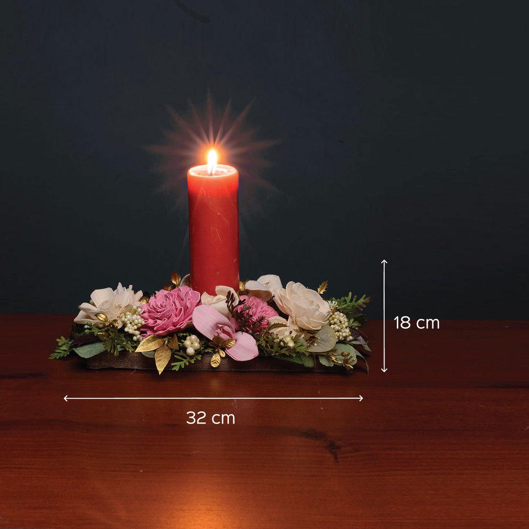 Heaven's Gift Candle Holder with Sola Wood Floral Arrangement - Zwende