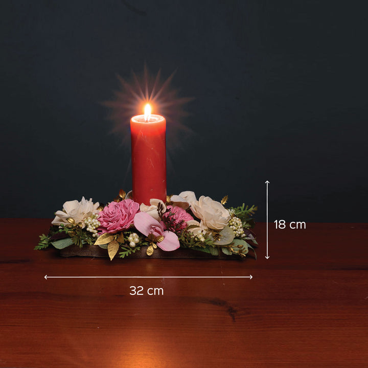 Heaven's Gift Candle Holder with Sola Wood Floral Arrangement