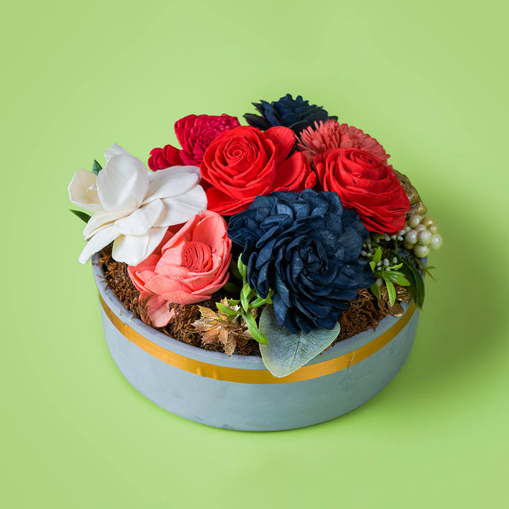 Handcrafted Solawood Flowers "Colour Burst" Floral Centerpiece