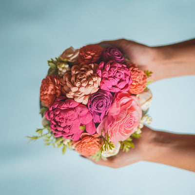 Handcrafted Solawood Flowers "Peach Perfection" Centerpiece