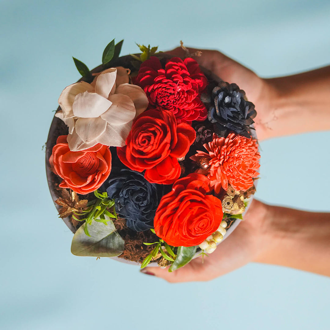 Handcrafted Solawood Flowers "Colour Burst" Floral Centerpiece