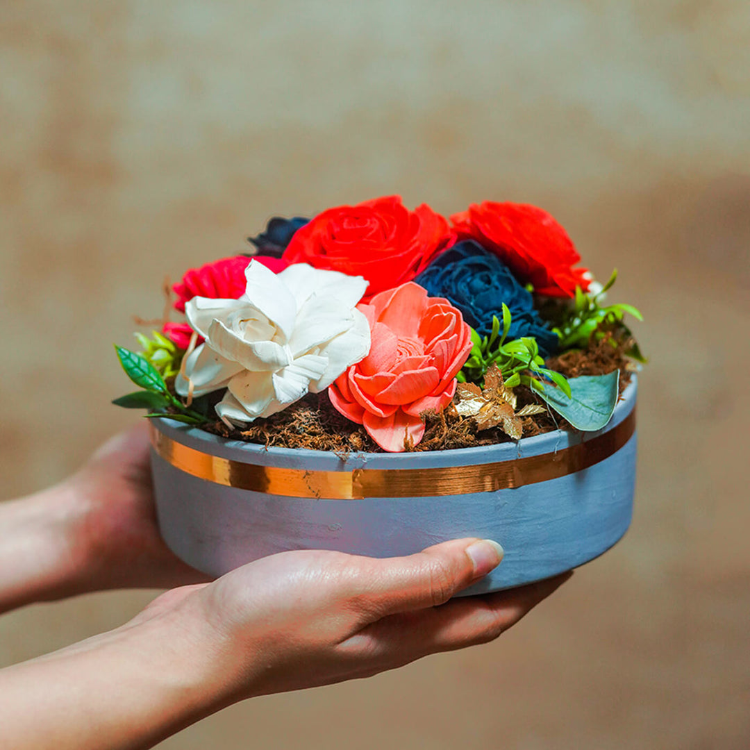 Handcrafted Solawood Flowers "Colour Burst" Floral Centerpiece