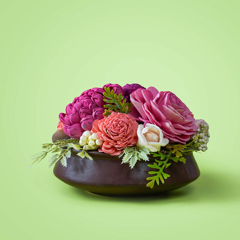 Handcrafted Solawood Flowers "Peach Perfection" Centerpiece