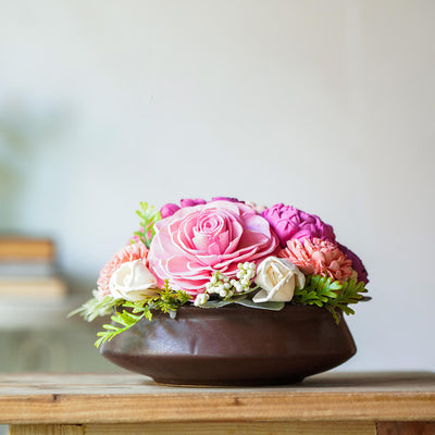Handcrafted Solawood Flowers "Peach Perfection" Centerpiece