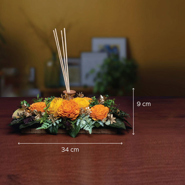 Handcrafted Solawood Flowers "Marigold" Arrangement