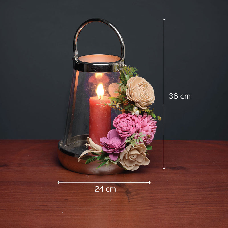 Nora Candle Holder with Sola Wood Floral Arrangement