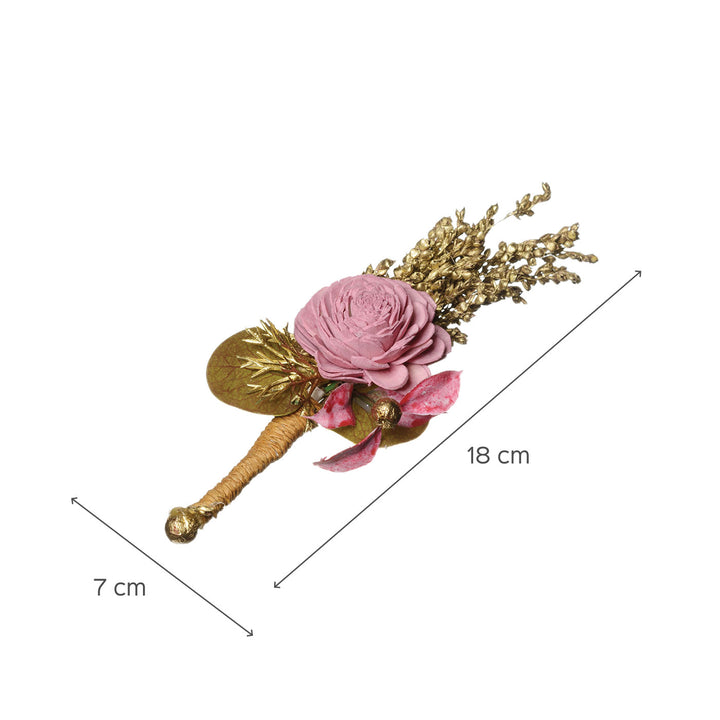 Coral Pink and Gold Boutonniere