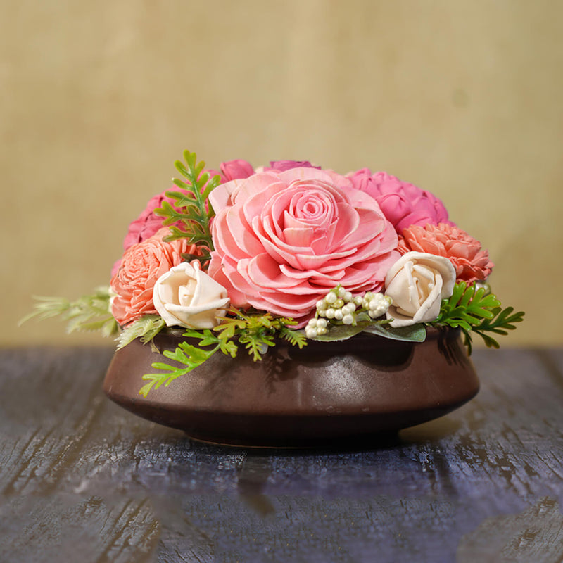 Handcrafted Solawood Flowers "Peach Perfection" Centerpiece