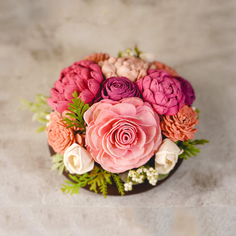Handcrafted Solawood Flowers "Peach Perfection" Centerpiece