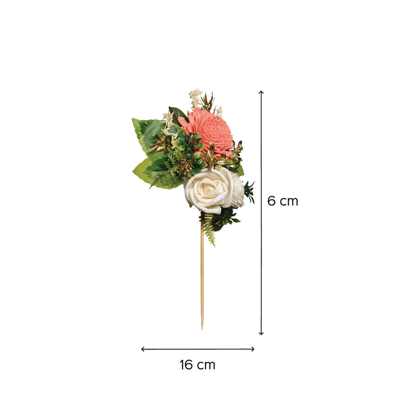 Peach Cake Topper with Sola Wood Floral Arrangement