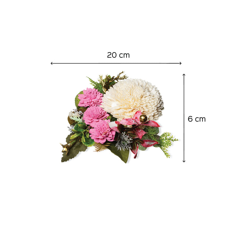 Pink Cake Topper with Sola Wood Floral Arrangement