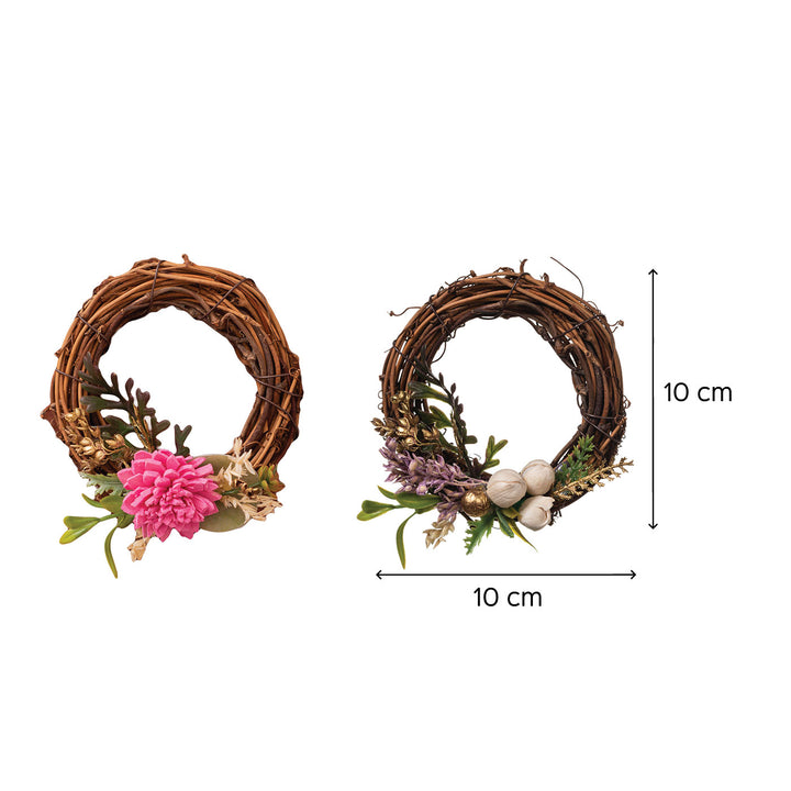 Pink Grapevine and Solawood Flowers Wreath