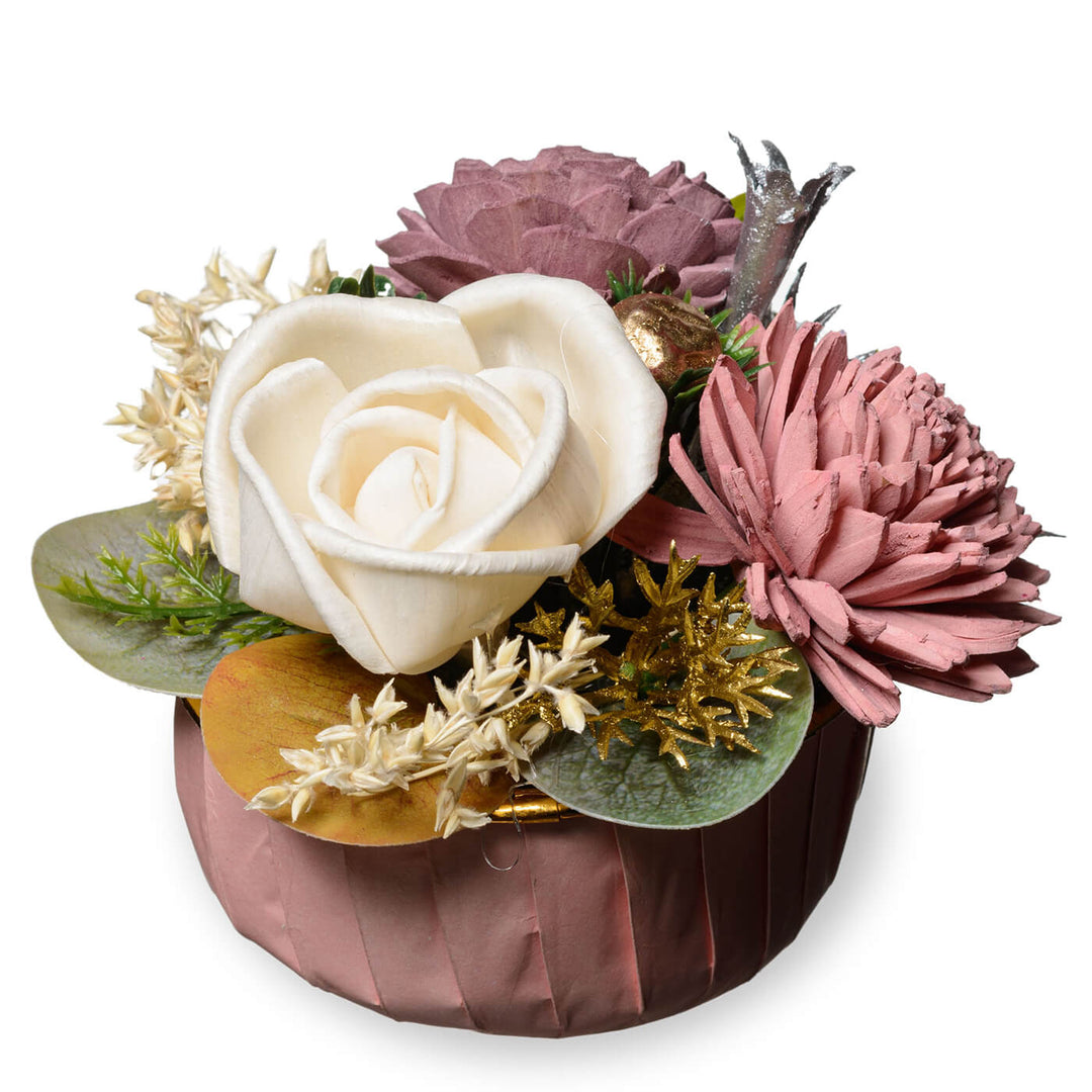 Coral and White Mini Sola Wood Floral Arrangement