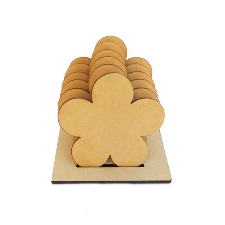 Saver Bundle - Ready-To-Paint MDF Flower-Shaped Coaster Bases with Stand - KP0107