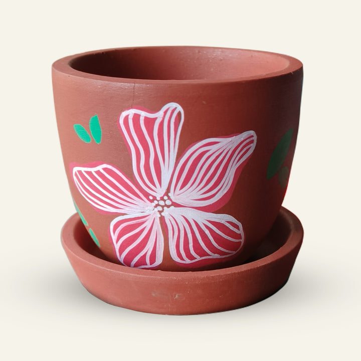 Handpainted Terracotta Flower Pop Planter Pot (Set of 3)