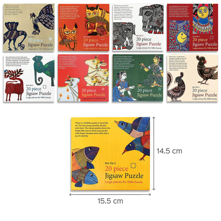 Kalamkari Birds - 20 Piece Jigsaw Puzzle - Set of 2