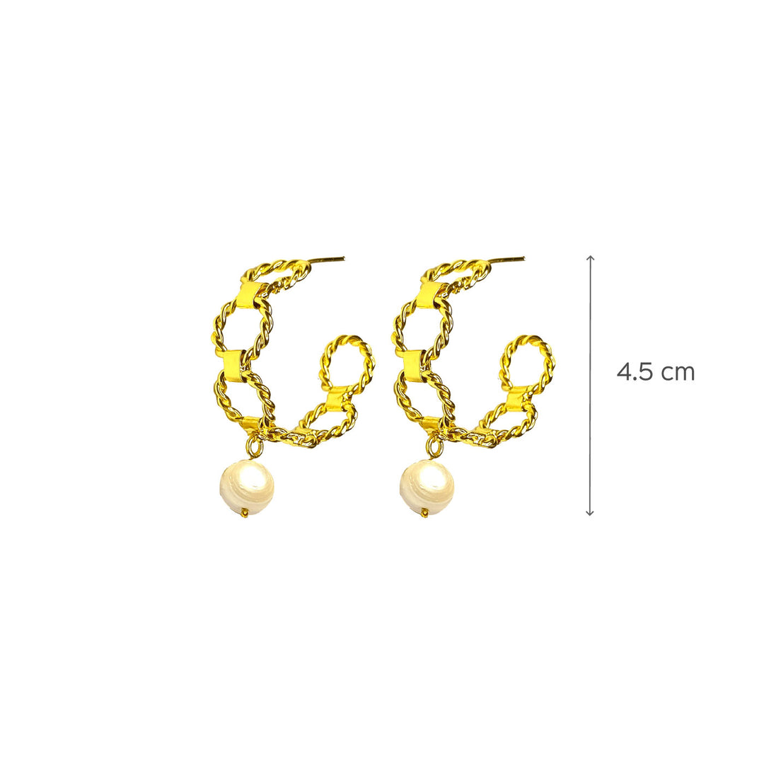 18K Gold Polished Circle Link Hoops