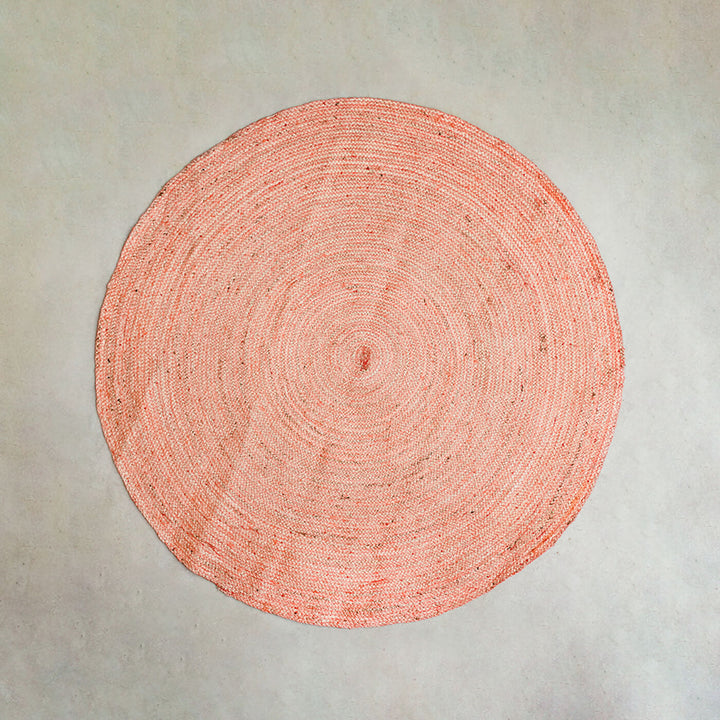 Pink Jute Round Rug - 5 x 5 Feet