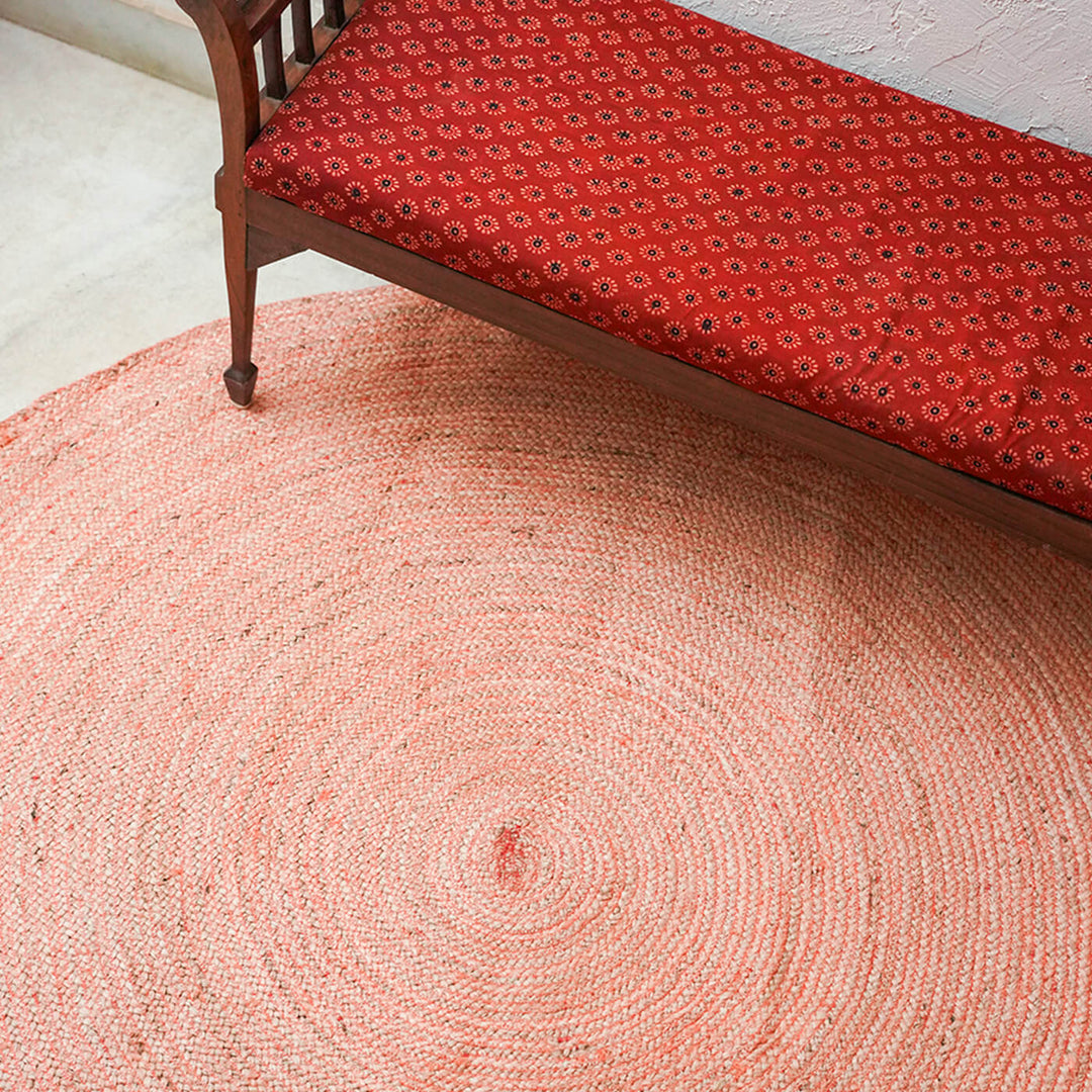 Pink Jute Round Rug - 5 x 5 Feet