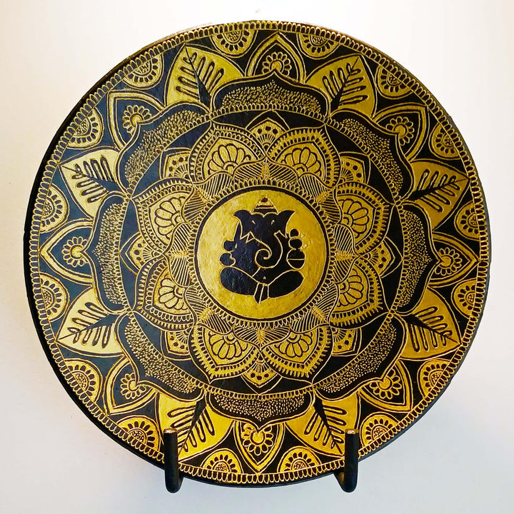 Handpainted Terracotta Wall Plate - Ganesha