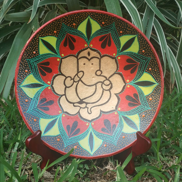 Handpainted Terracotta Wall Plate - Ganesha