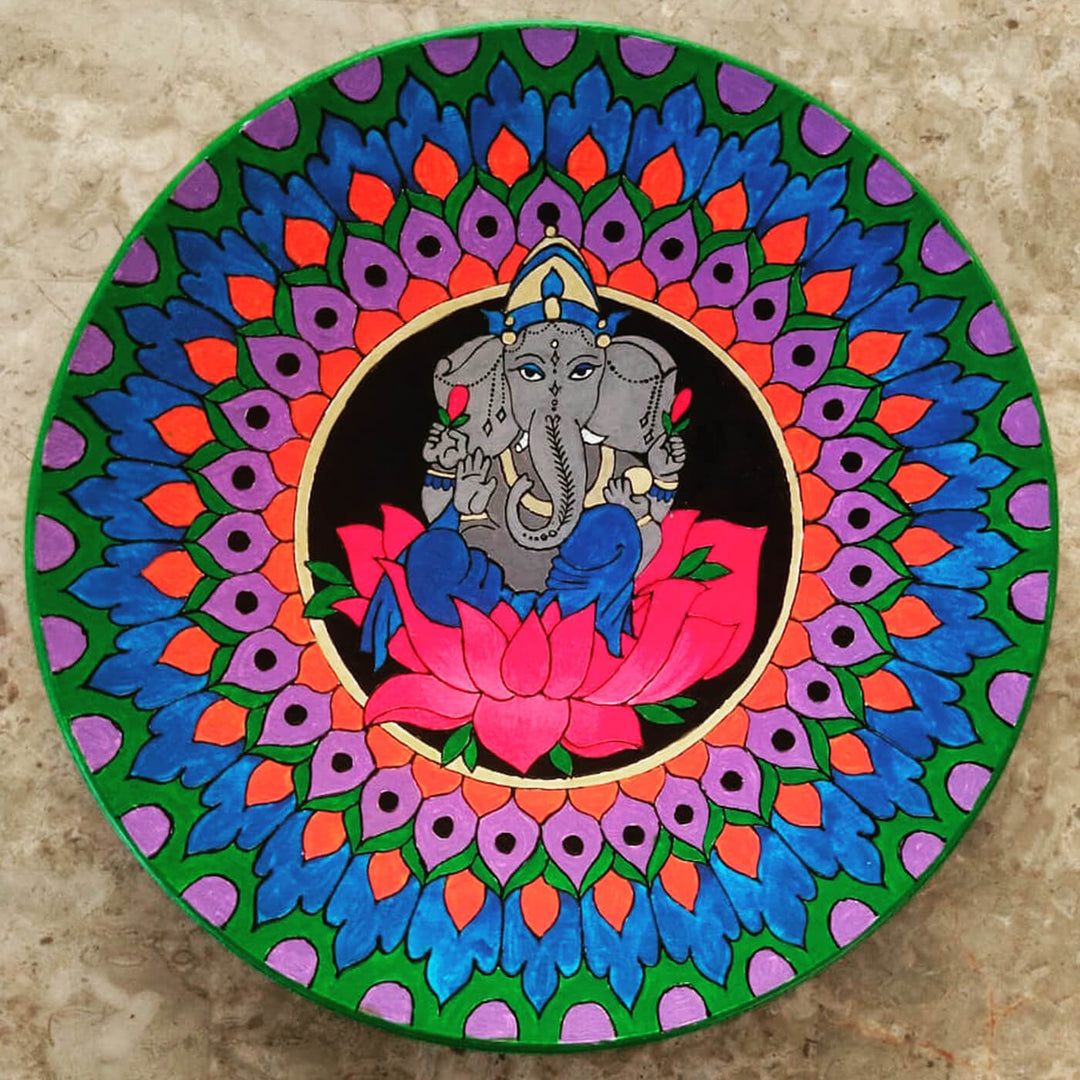 Handpainted Terracotta Wall Plate - Ganesha