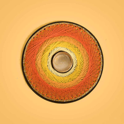 Shade of Orange Round String Art Tealight Holder