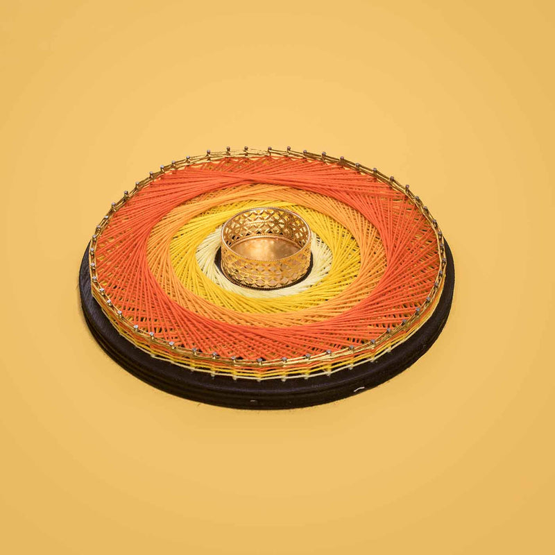 Shade of Orange Round String Art Tealight Holder