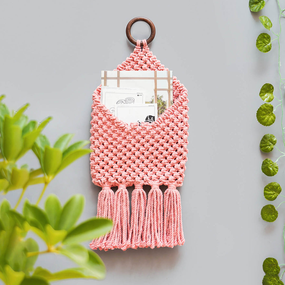 Handcrafted Boho Macrame multipurpose Pocket Wall Hanging