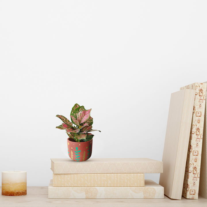 Handpainted Terracotta Gold Fields Planter Pot