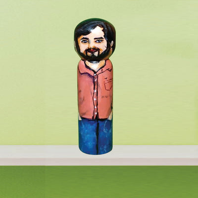 Handpainted Wooden Male Personalised Doll - Medium
