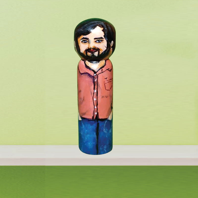 Handpainted Wooden Male Personalised Doll - Medium