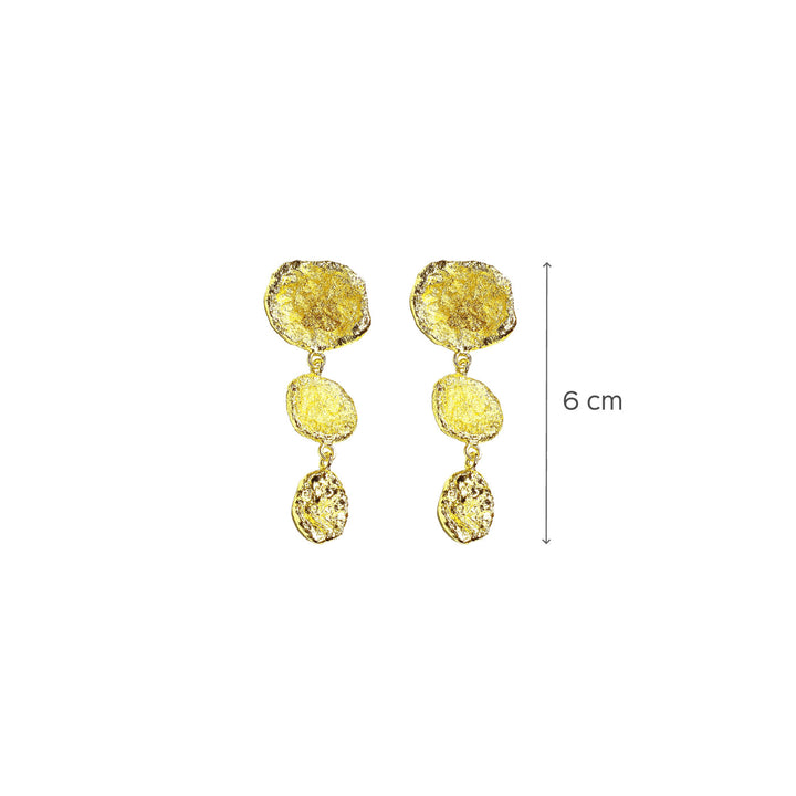Hammered 18K Gold Polished Danglers