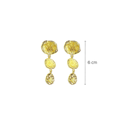 Hammered 18K Gold Polished Danglers