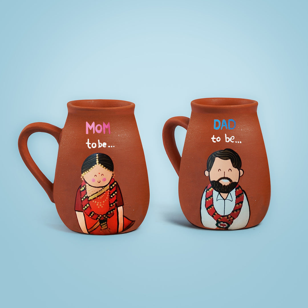 Personalised Terracotta Mugs with Photo Based Caricatures for Couples