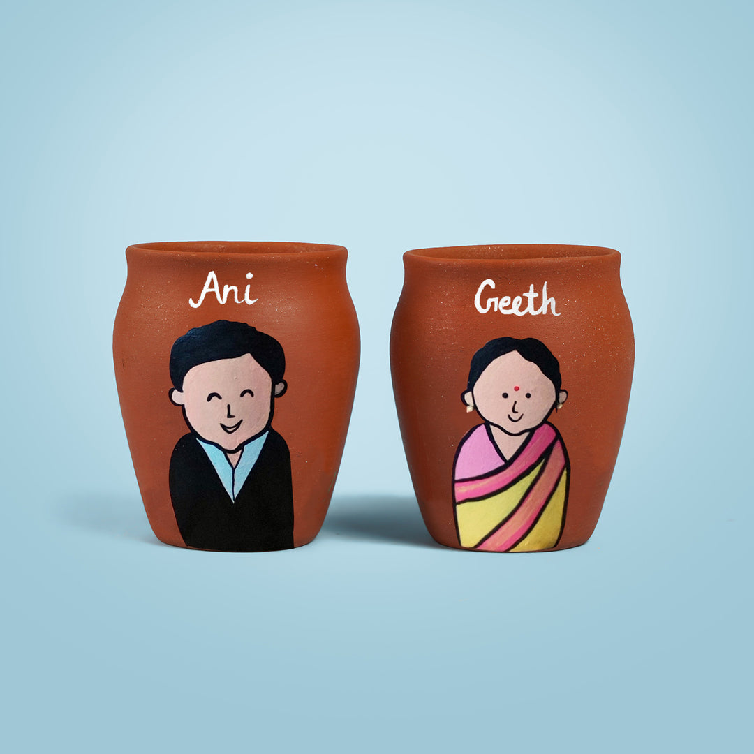 Personalised Terracotta Kulhads with Photo Based Caricatures