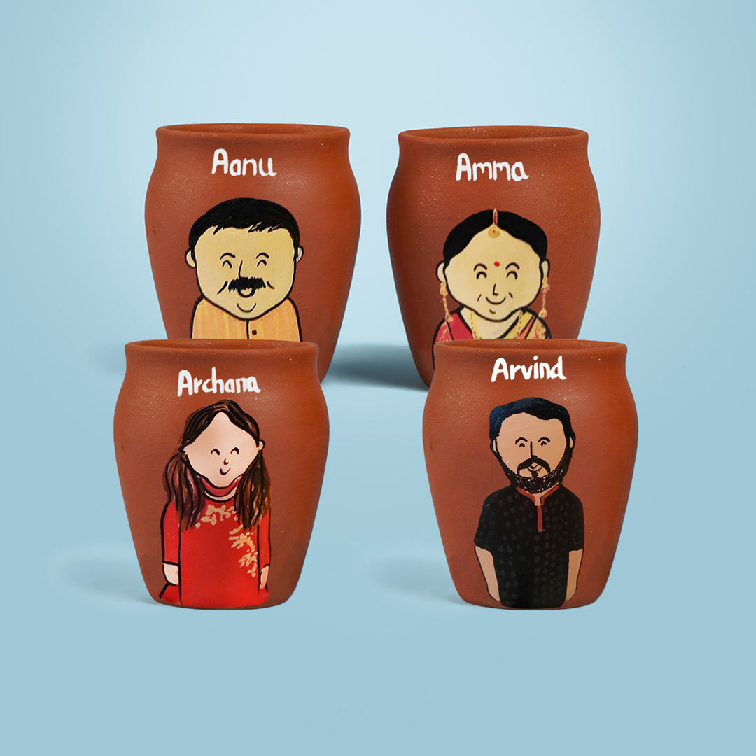 Personalised Terracotta Kulhads with Photo Based Caricatures - Zwende