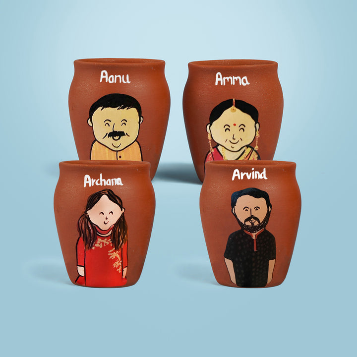 Personalised Terracotta Kulhads with Photo Based Caricatures - Zwende