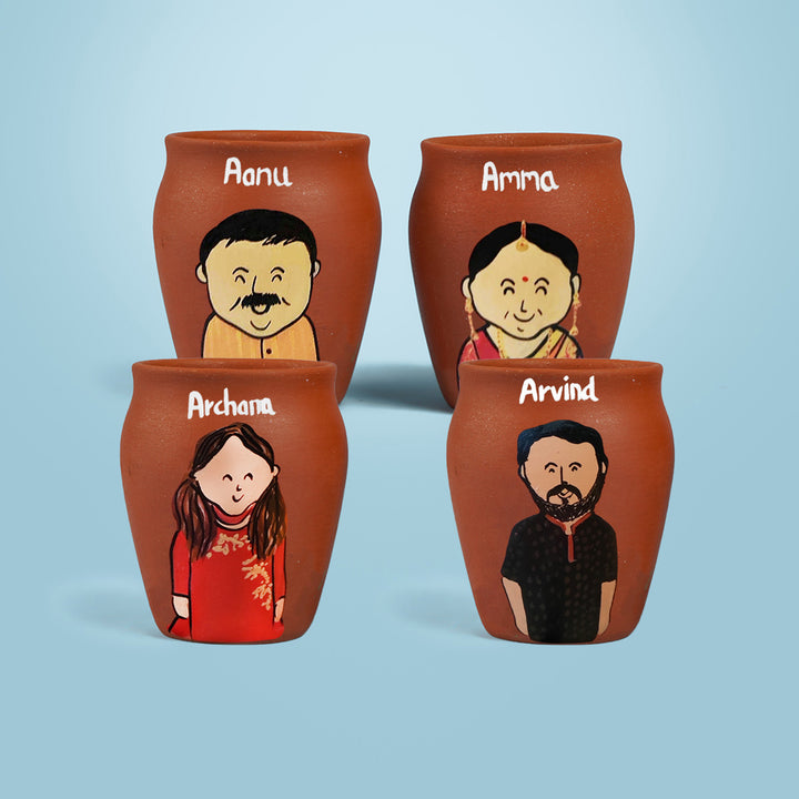 Personalised Terracotta Kulhads with Photo Based Caricatures