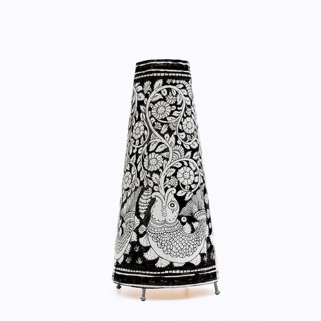 Hand Painted Fish Tholu Bommalata Medium Tabletop Lamp | 17 inches