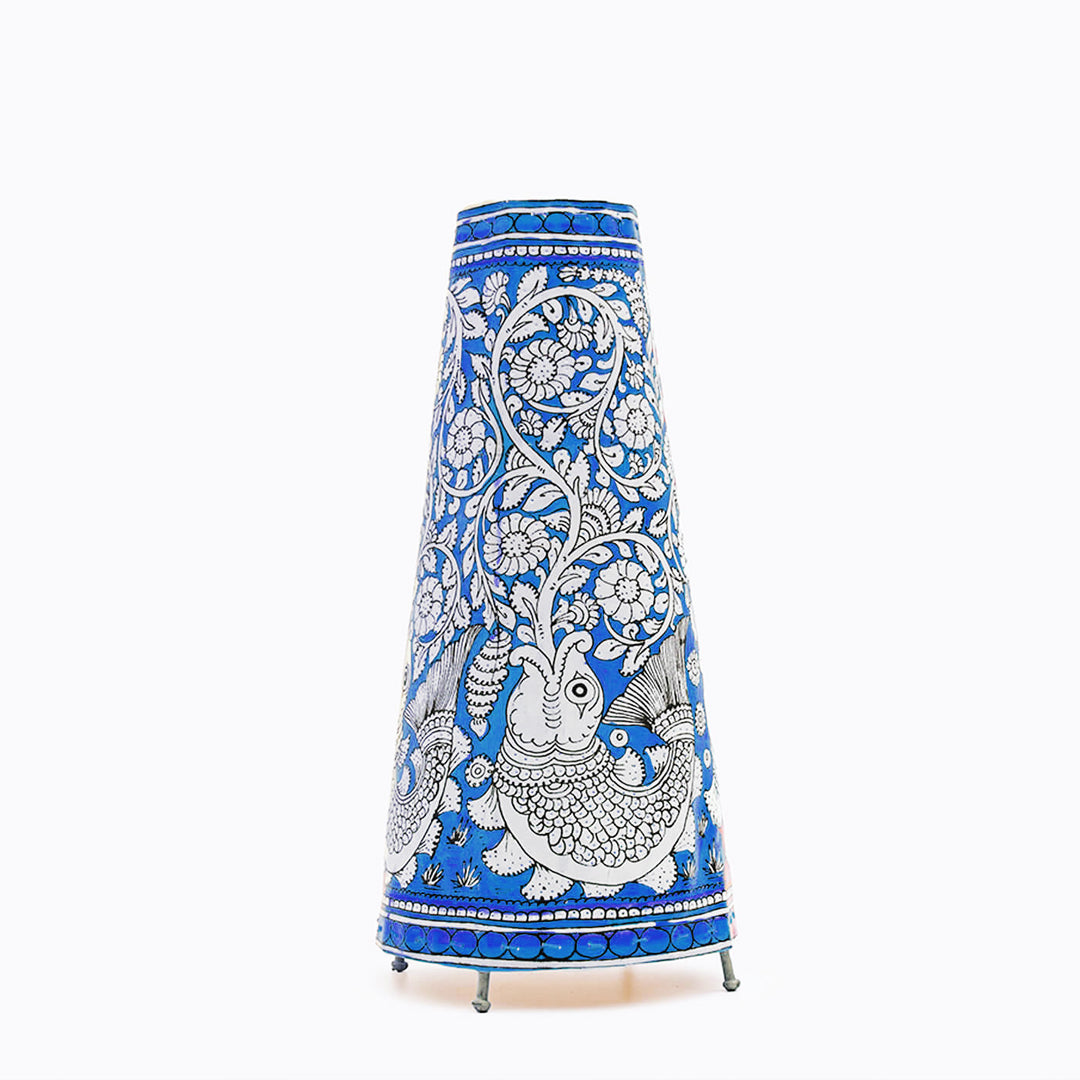 Hand Painted Fish Tholu Bommalata Medium Tabletop Lamp | 17 inches